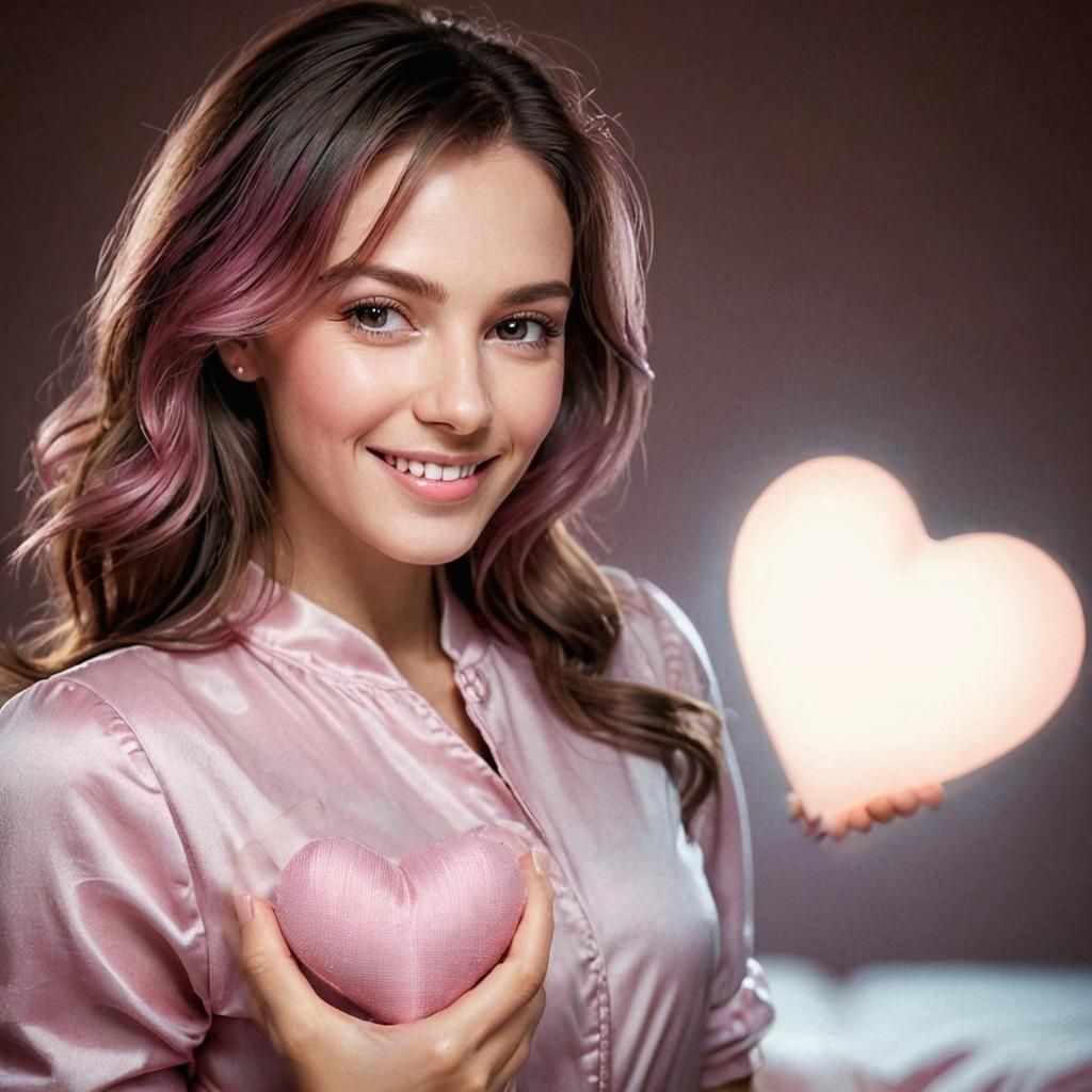 Surreal Hyperrealistic Portrait of a Smiling Woman in Pastel...