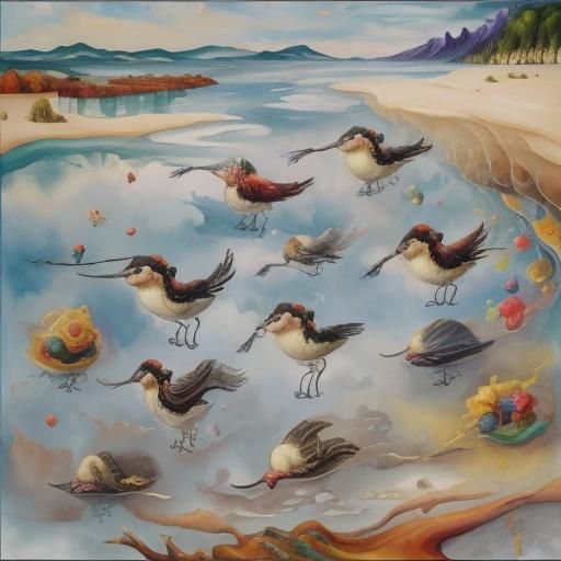 Surreal Boy in Emotional Depths: Gouache Style Painting