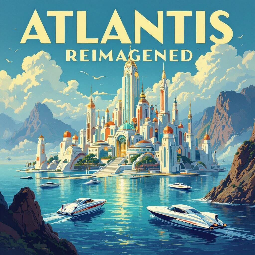 Atlantis Reimagined 1950s Travel Poster