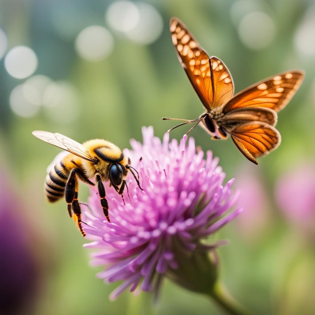 Bee and Butterfly: Professional Photography with Bokeh