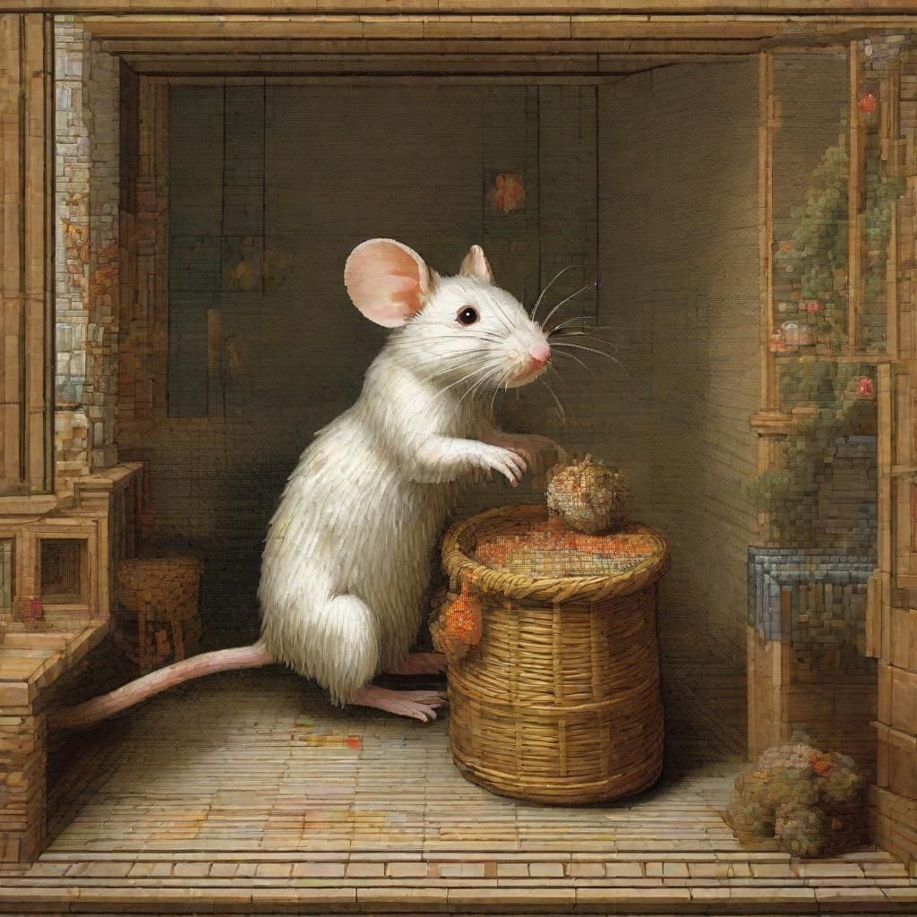 Pixelated Mouse in Pixelated House: Pixel Art