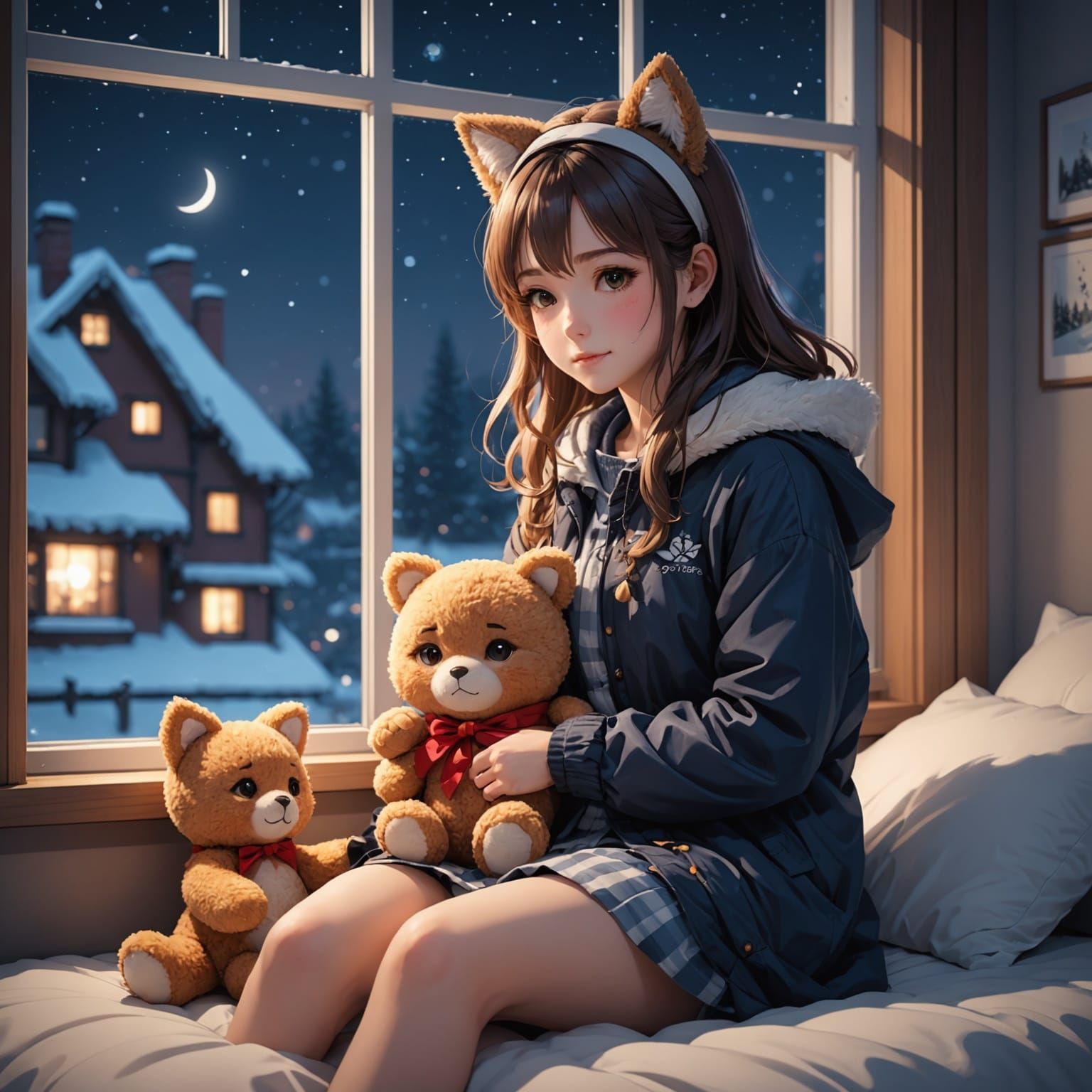 Charming Winter Scene in Anime Style