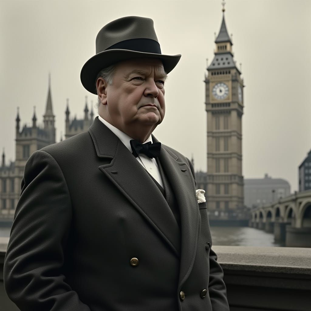 Winston Churchill in Wartime London, Realistic Portrait