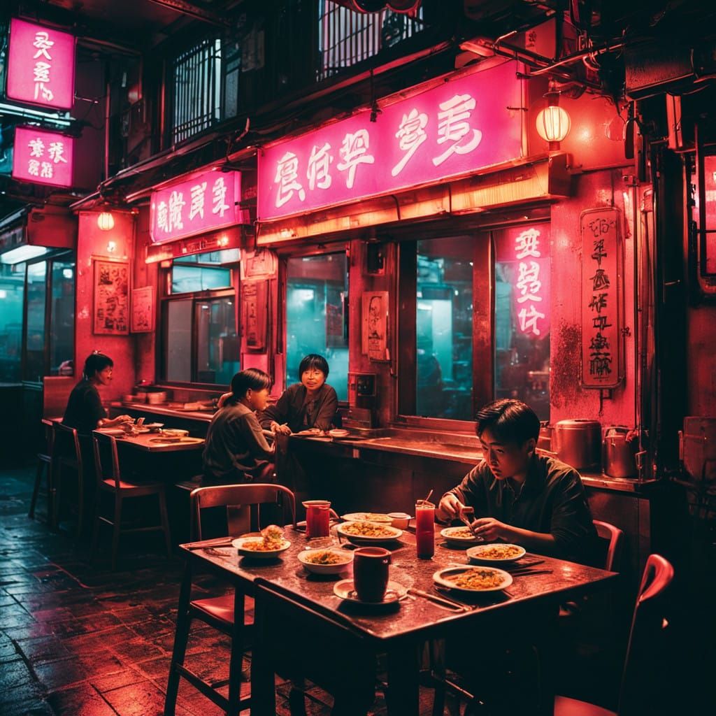 Lofi Cantonese Restaurant in Neon Pink Hues