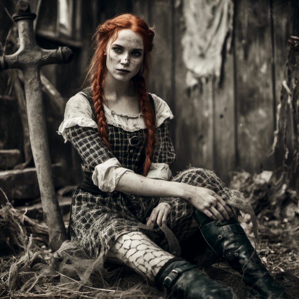 Redhead in Medieval Inn with Macabre Style