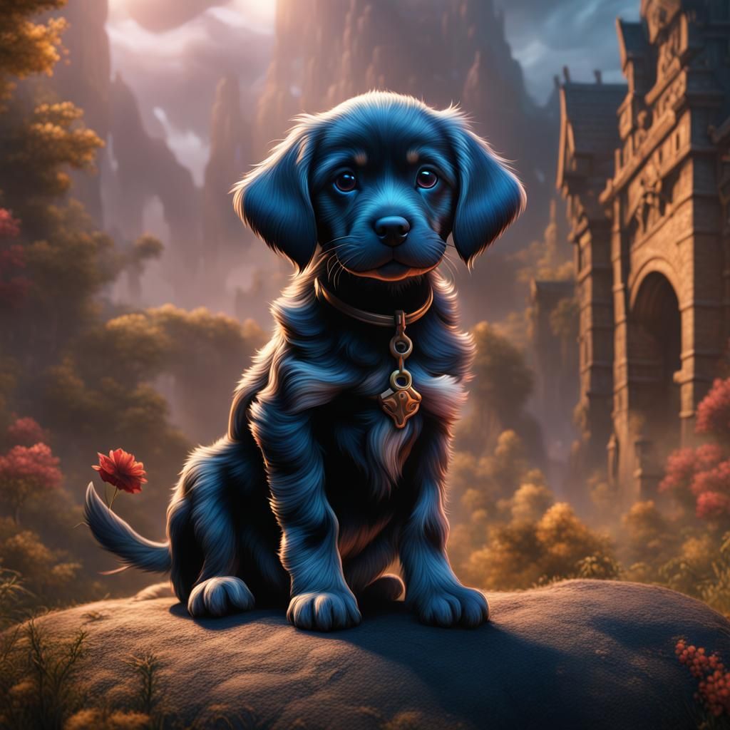 Fantastical Puppy Matte Painting in Deep Color
