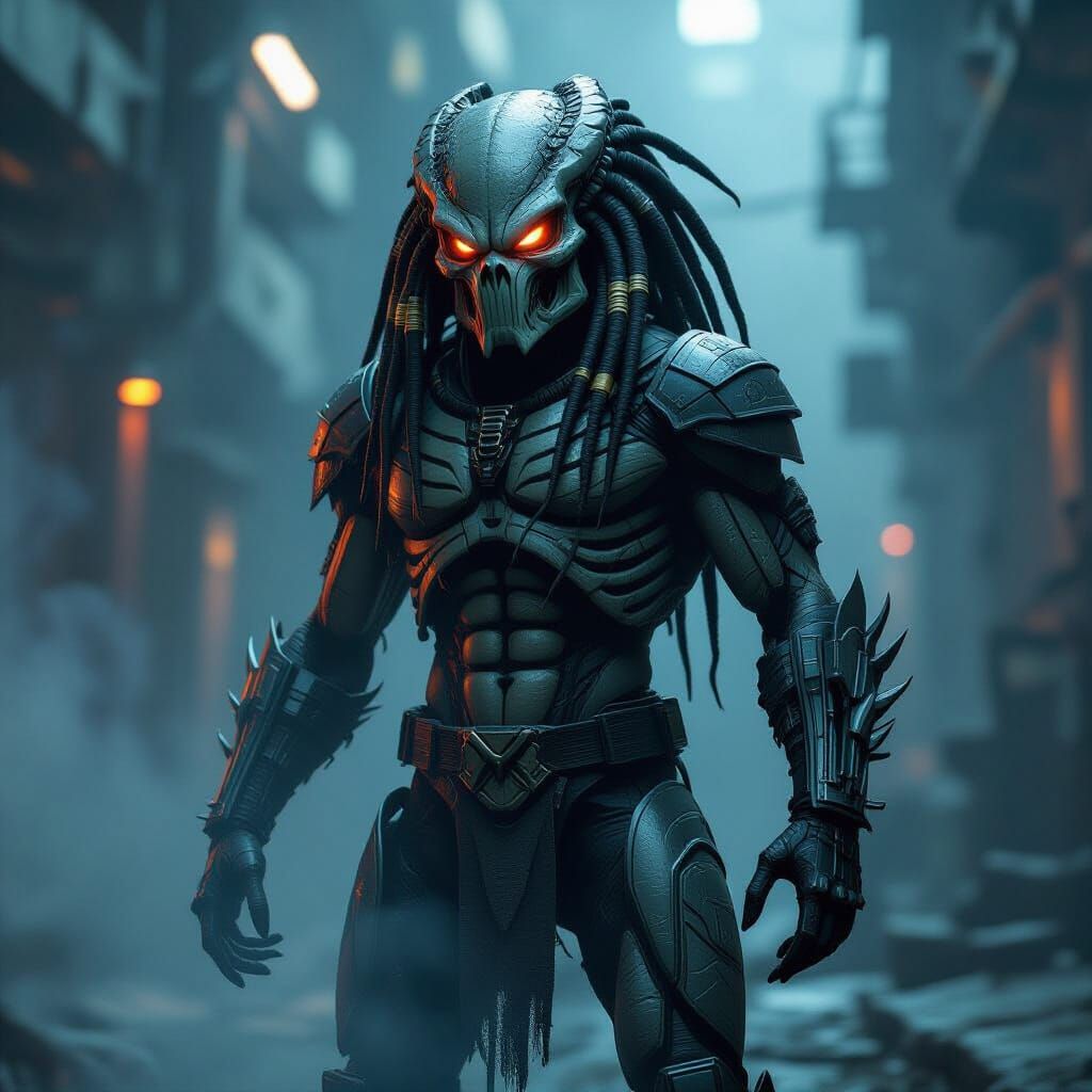 Terrifying Predator Alien Hybrid in Gritty Sci-Fi Art