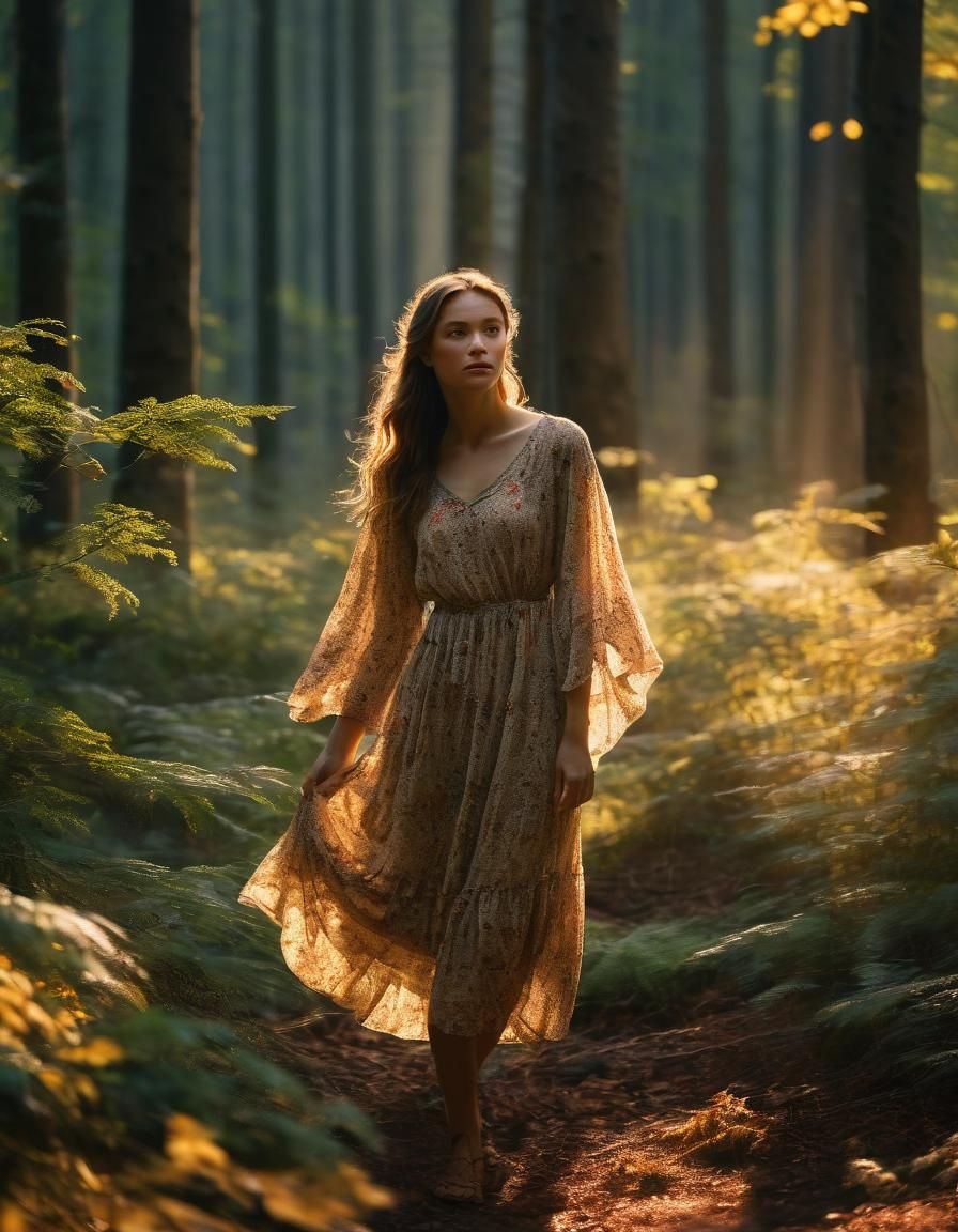 Woman in Forest, Professional Photography, Bokeh
