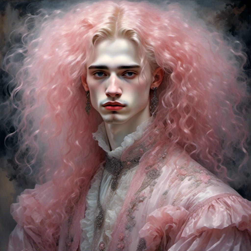Glamorous Goth Man in Pastel Watercolor