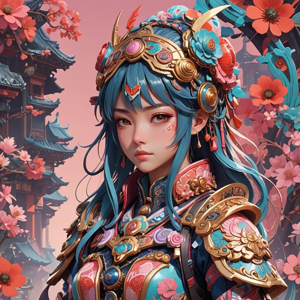 Anime Character with Elaborate Gear in 3D