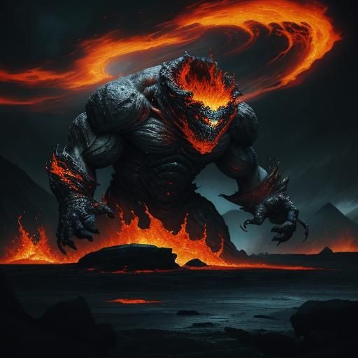 Lava Golem in Dark Fantasy Style