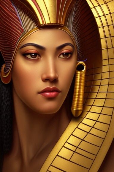 Egyptian God Aten Portrait in Art Nouveau Style