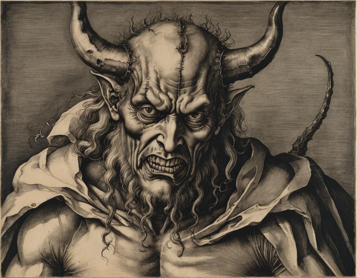 Surrealist Devil Portrait in Oil