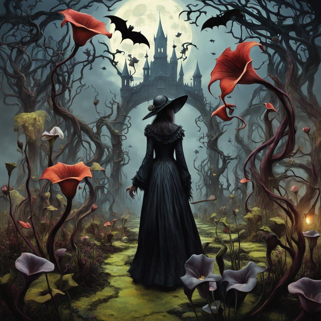 Surrealist Garden with Mutated Flora in Dreamscape