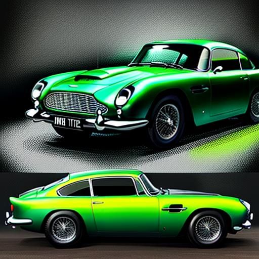 Neon Aston Martin DB5 as a Vibrant Painting