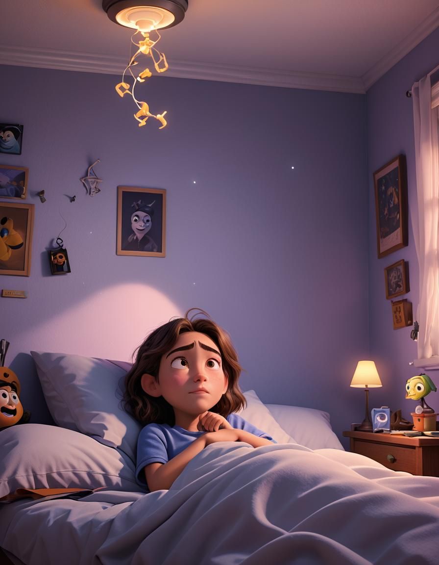 Girl's Nightmare: 3D Digital Art in Pixar Style