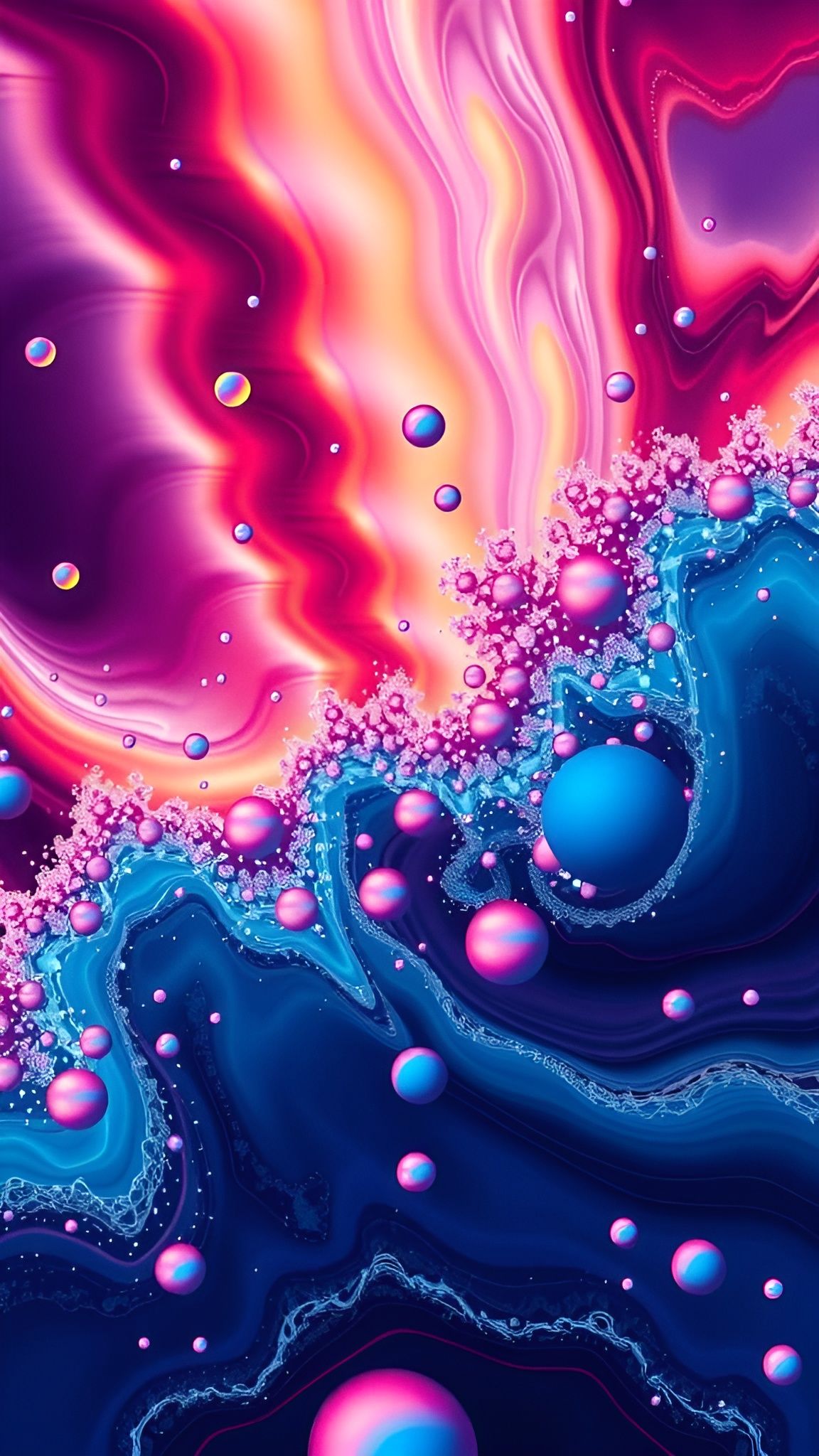 Abstract Poster with Antireal Shades and Vibrating Waves