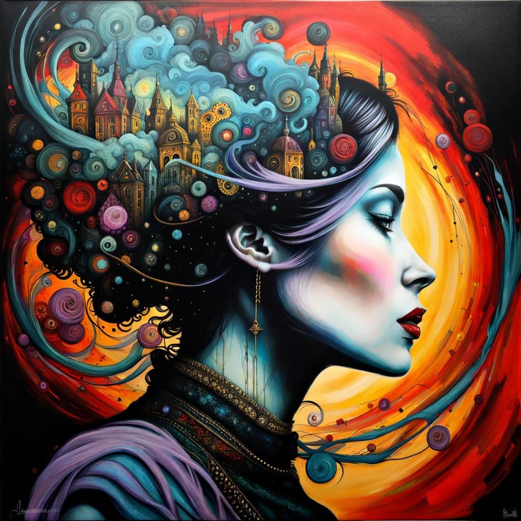 Surreal Dreamscape: Double Exposure Punk Portrait