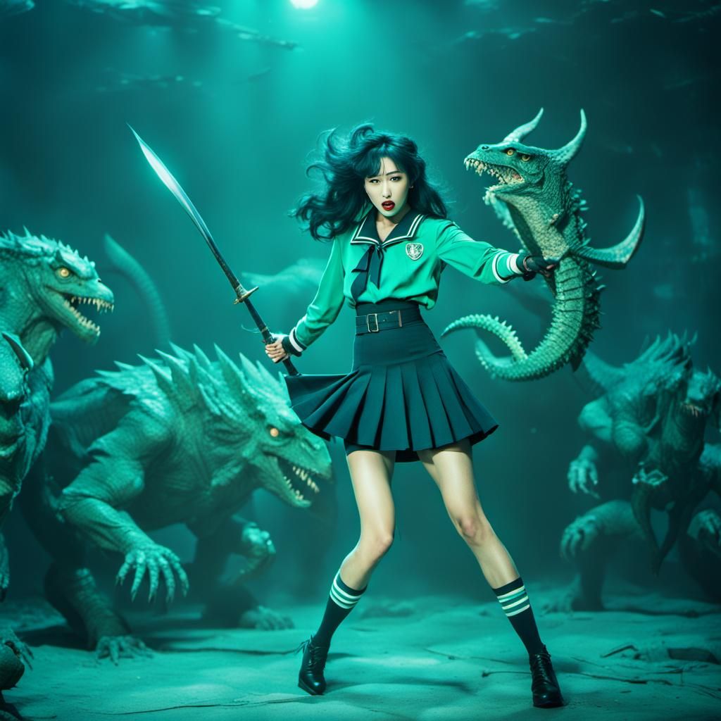 Sailor Neptune Battles Monsters in Lair