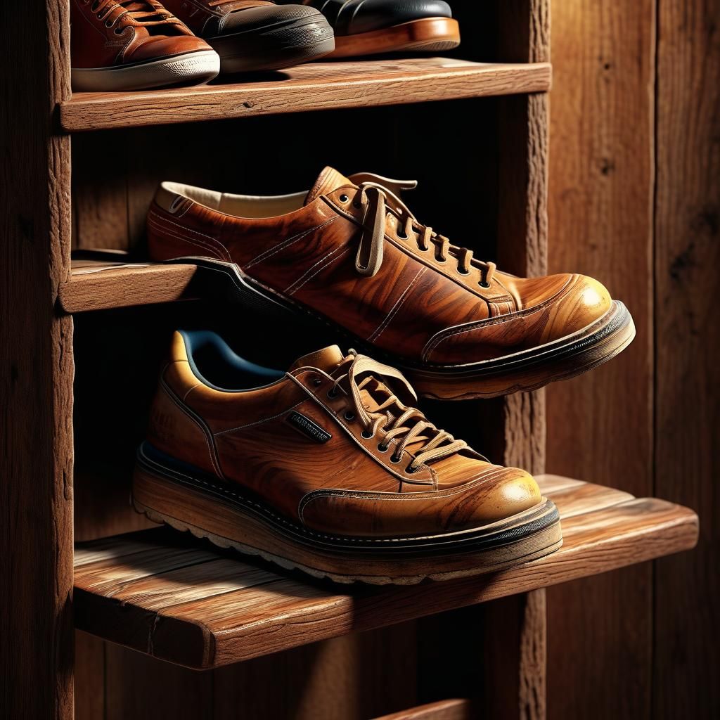 Worn Shoes Still Life in Warm Light