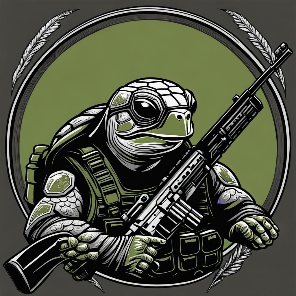 Tactical Turtle Logo in Black and White