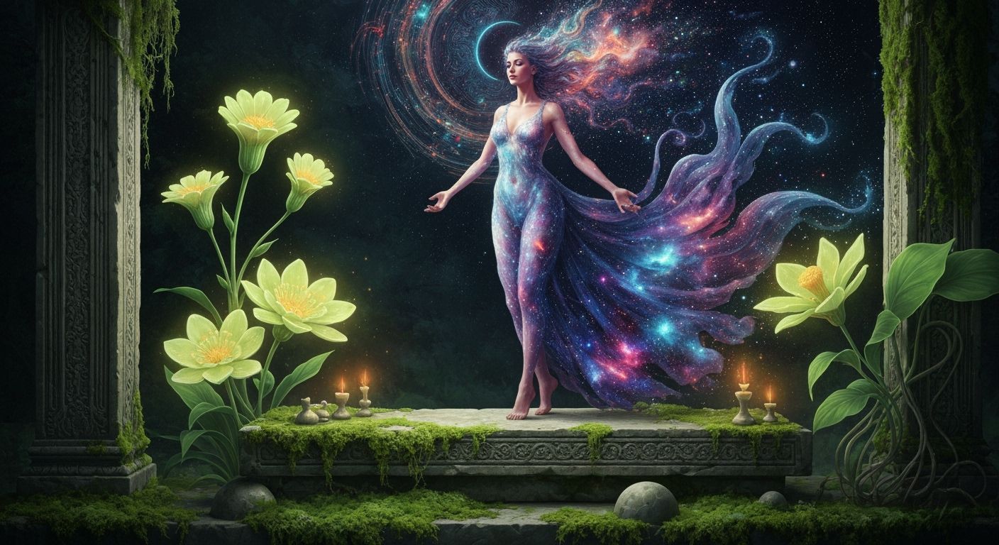 Celestial Transformation: Woman into Cosmic Being