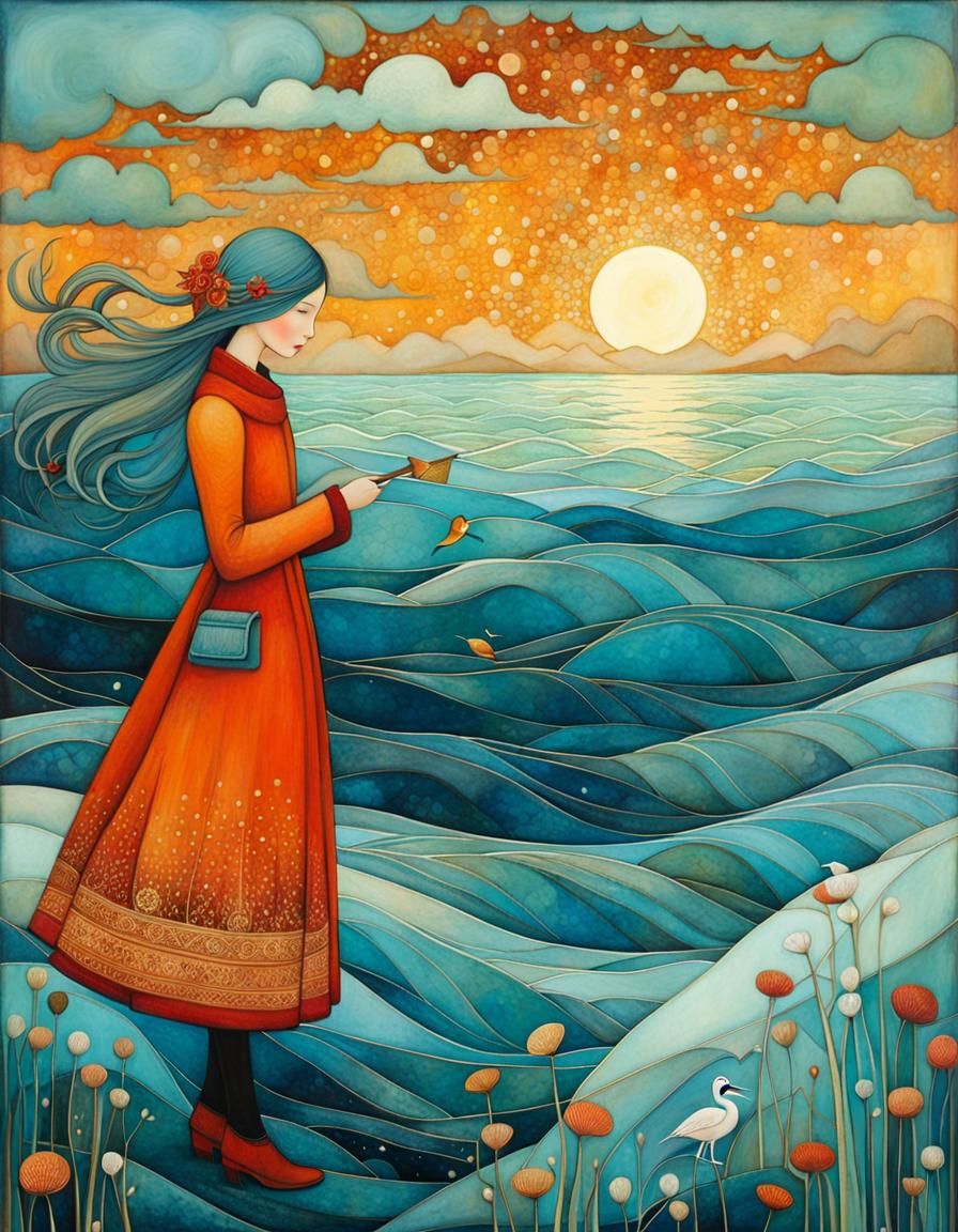 Magical Sea Turns to Sky: Whimsical Illustration