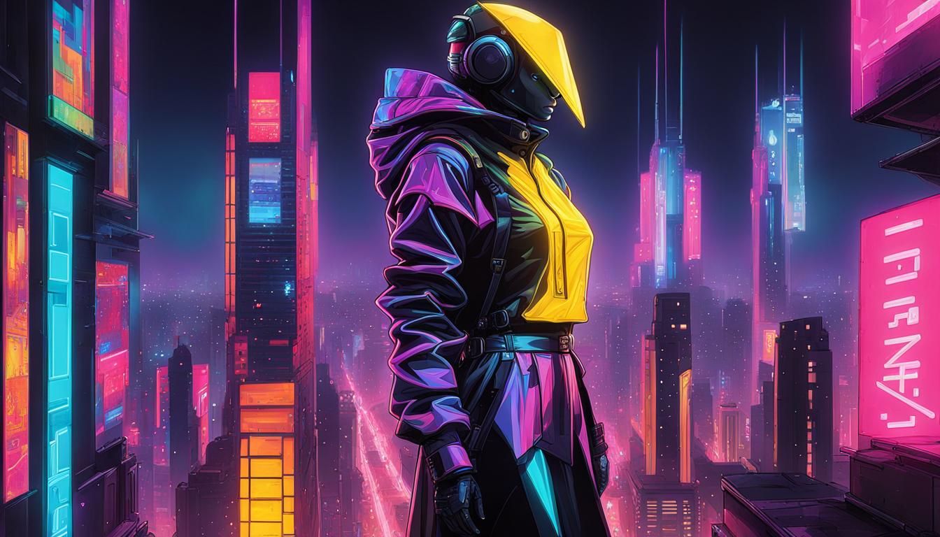 Cyberpunk Dragon Rider in 8-bit Pixel Style