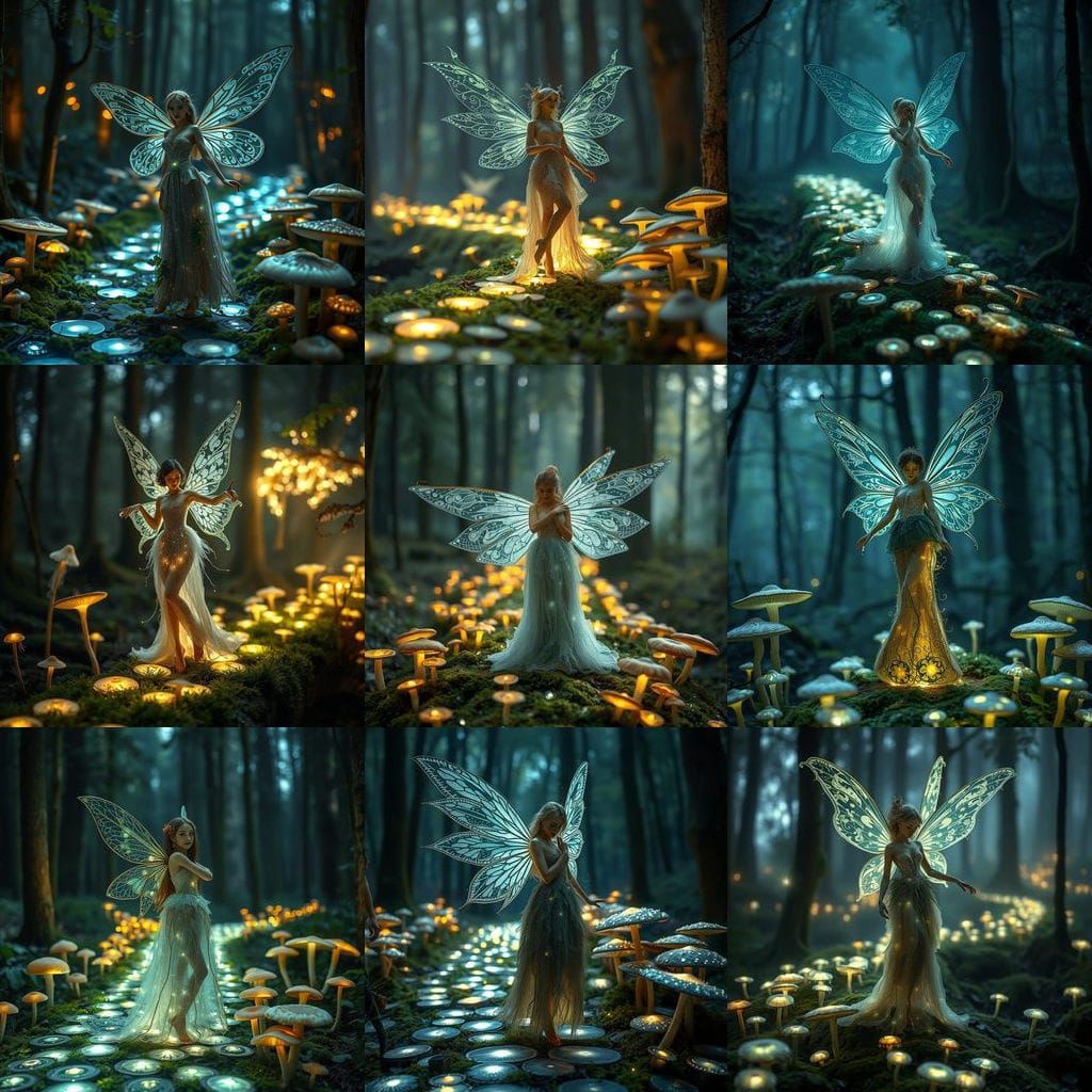 Fairy Goddess Struts on Luminous Mushroom Catwalk