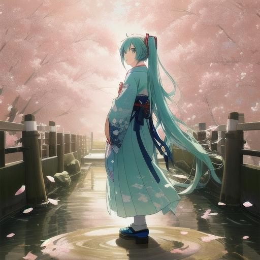 Hatsune Miku in Shinsengumi Outfit in Anime Style