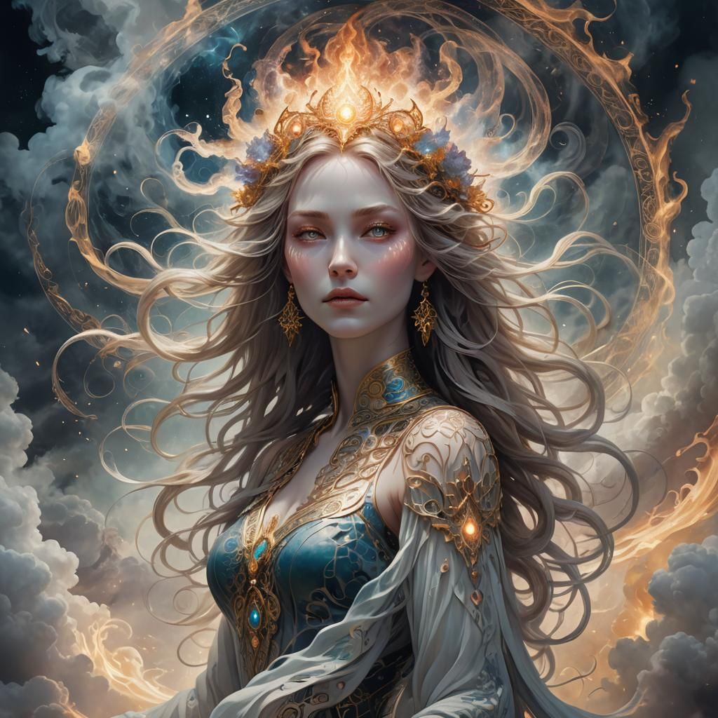 Celestial Sorceress Radiating Mystical Power