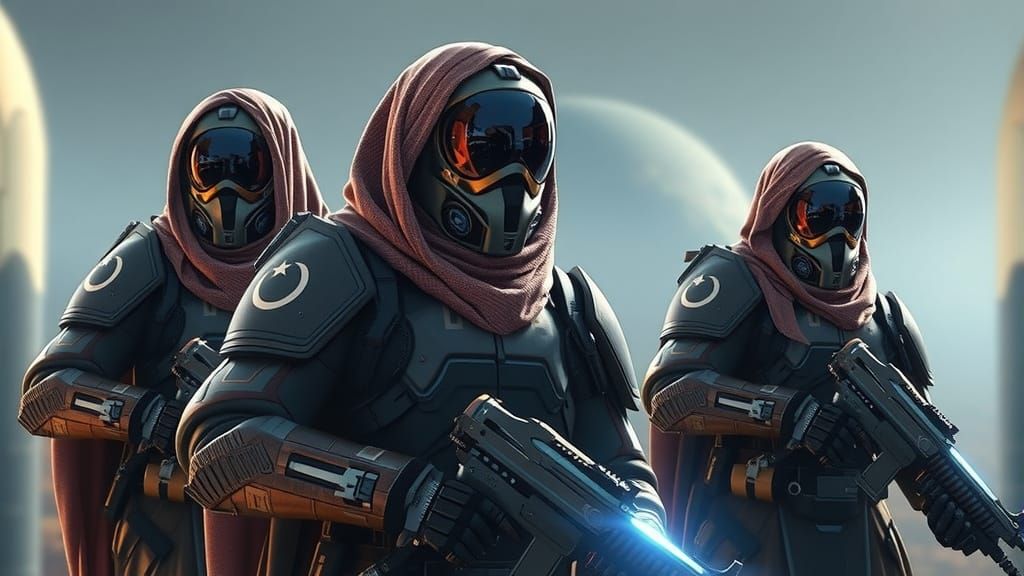 Futuristic Muslim Space Marines Explore Alien World