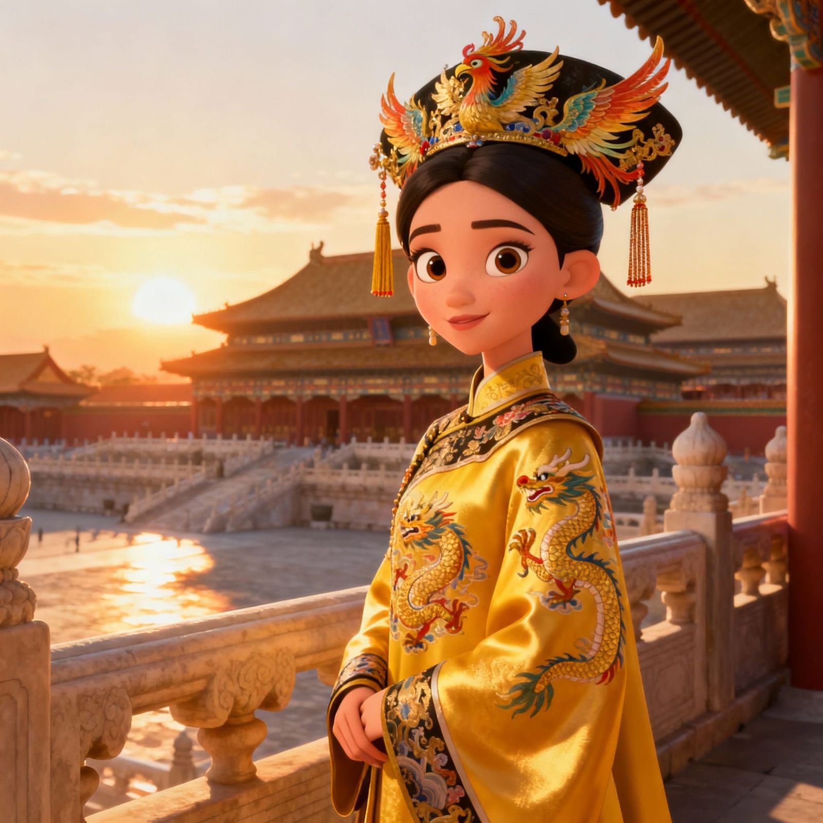 Empress in Qing Dynasty Attire, Disney Animation Style