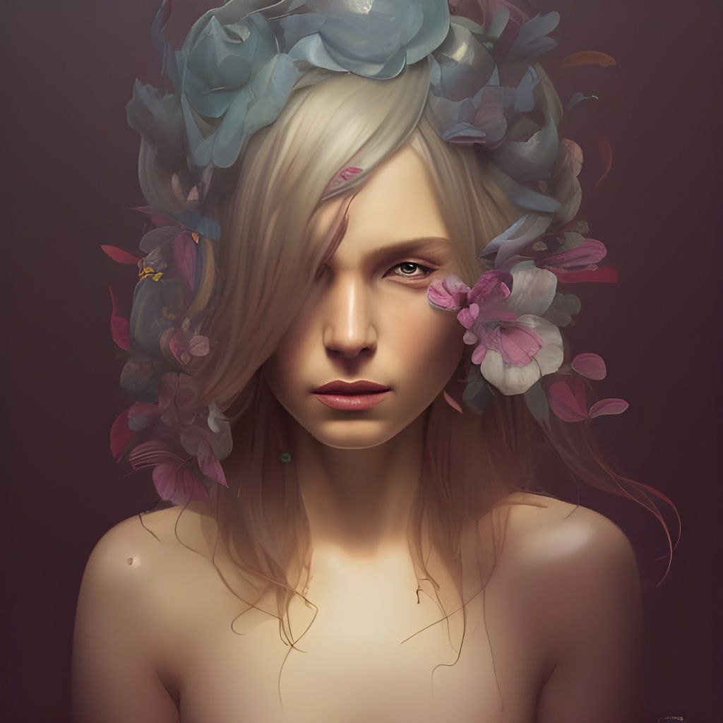 Cronenberg Flower Portrait in Hyperdetailed Digital Art