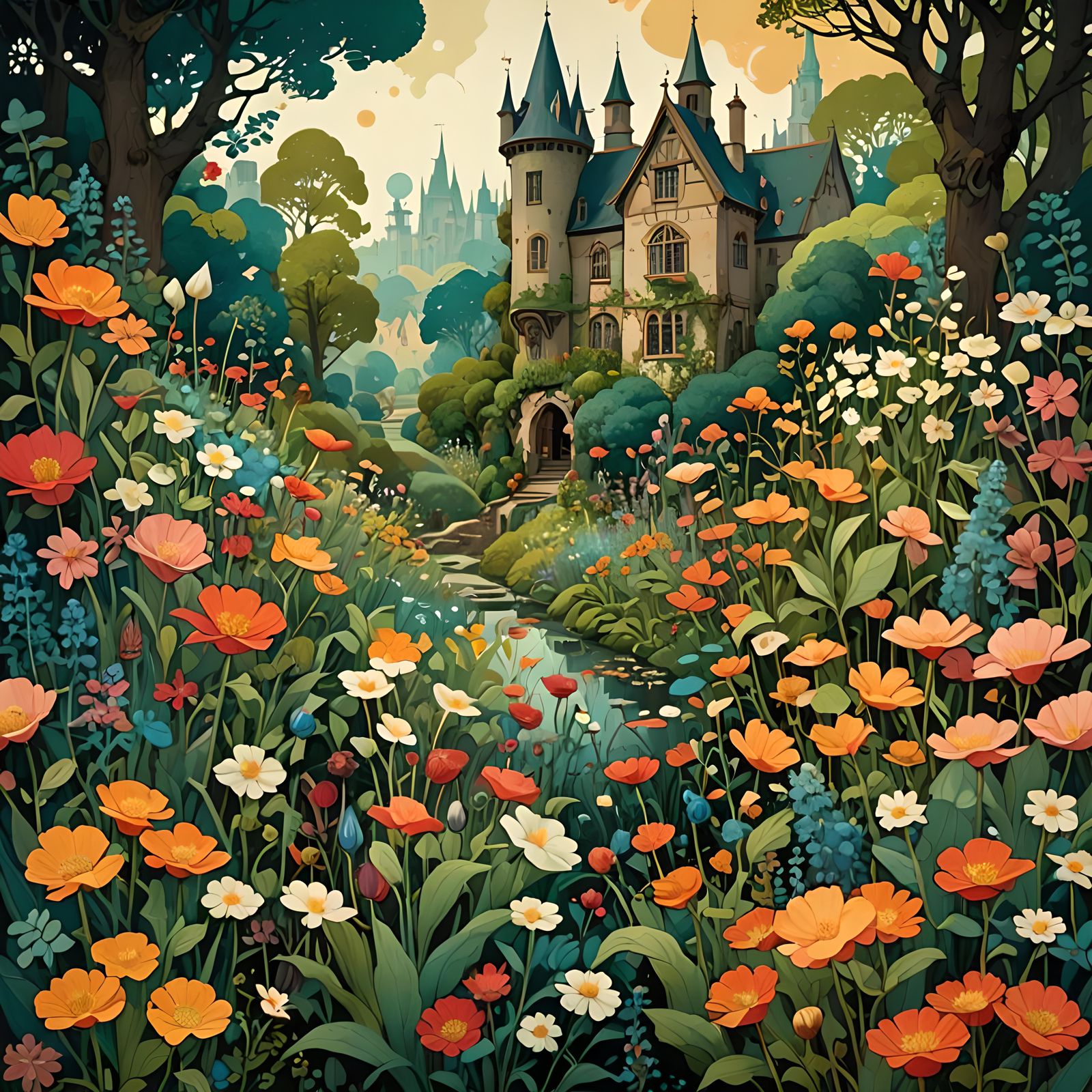 Medieval English flower garden