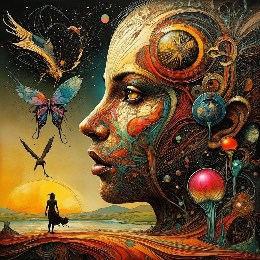 Woman with Vibrant Eyes in Surreal 3D Render