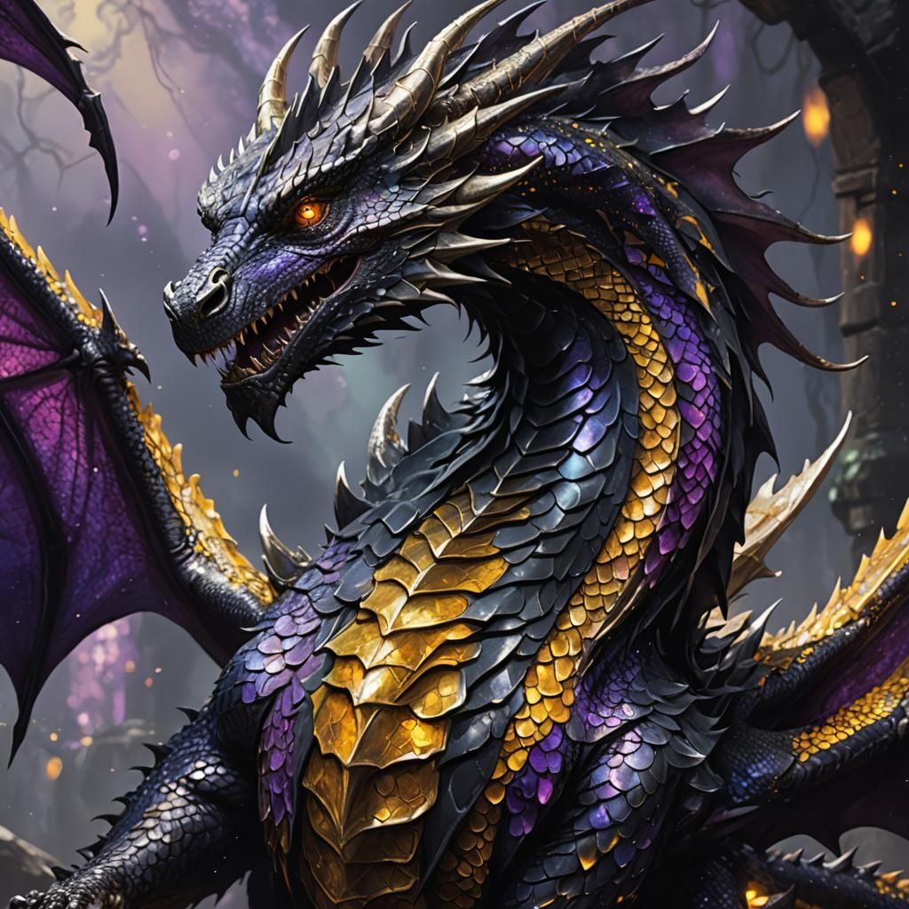 Black Dragon Descends: Dark Fantasy Digital Art