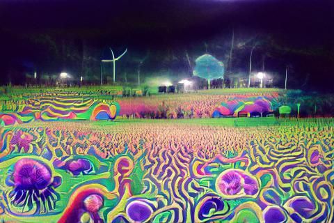 Vibrant Psychedelic Field Landscape