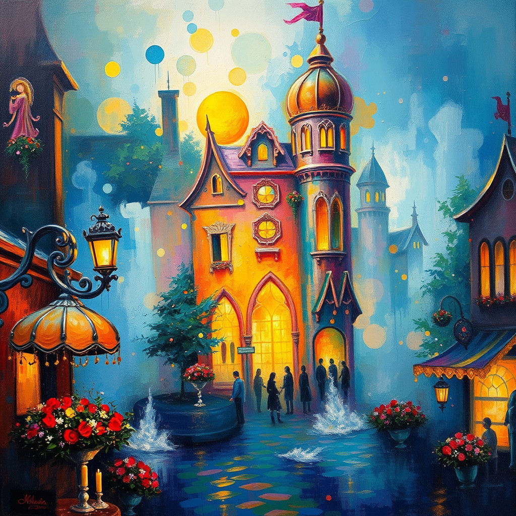 Abstract Cabaret in Expressionist Impasto Style