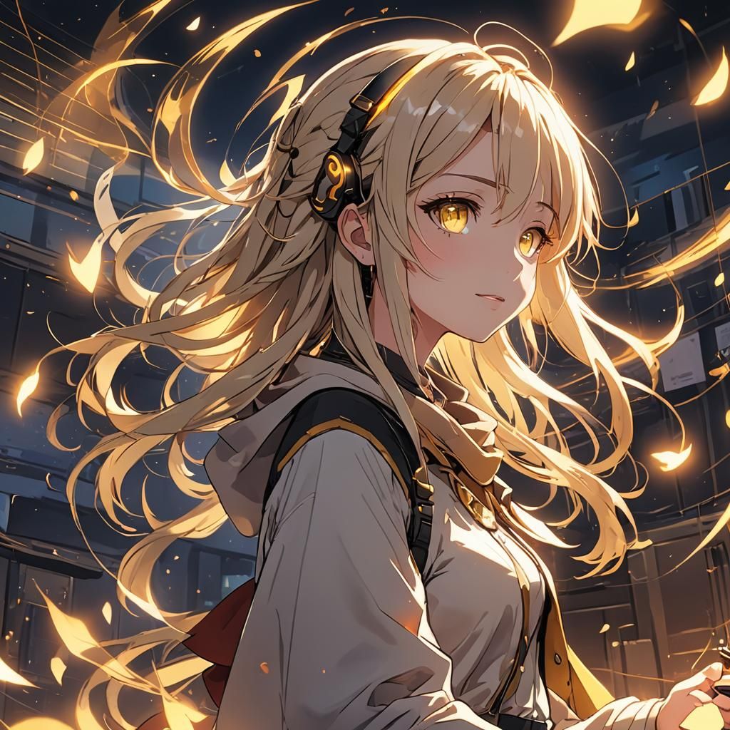 Anime Girl Making Music with Cinematic Lighting