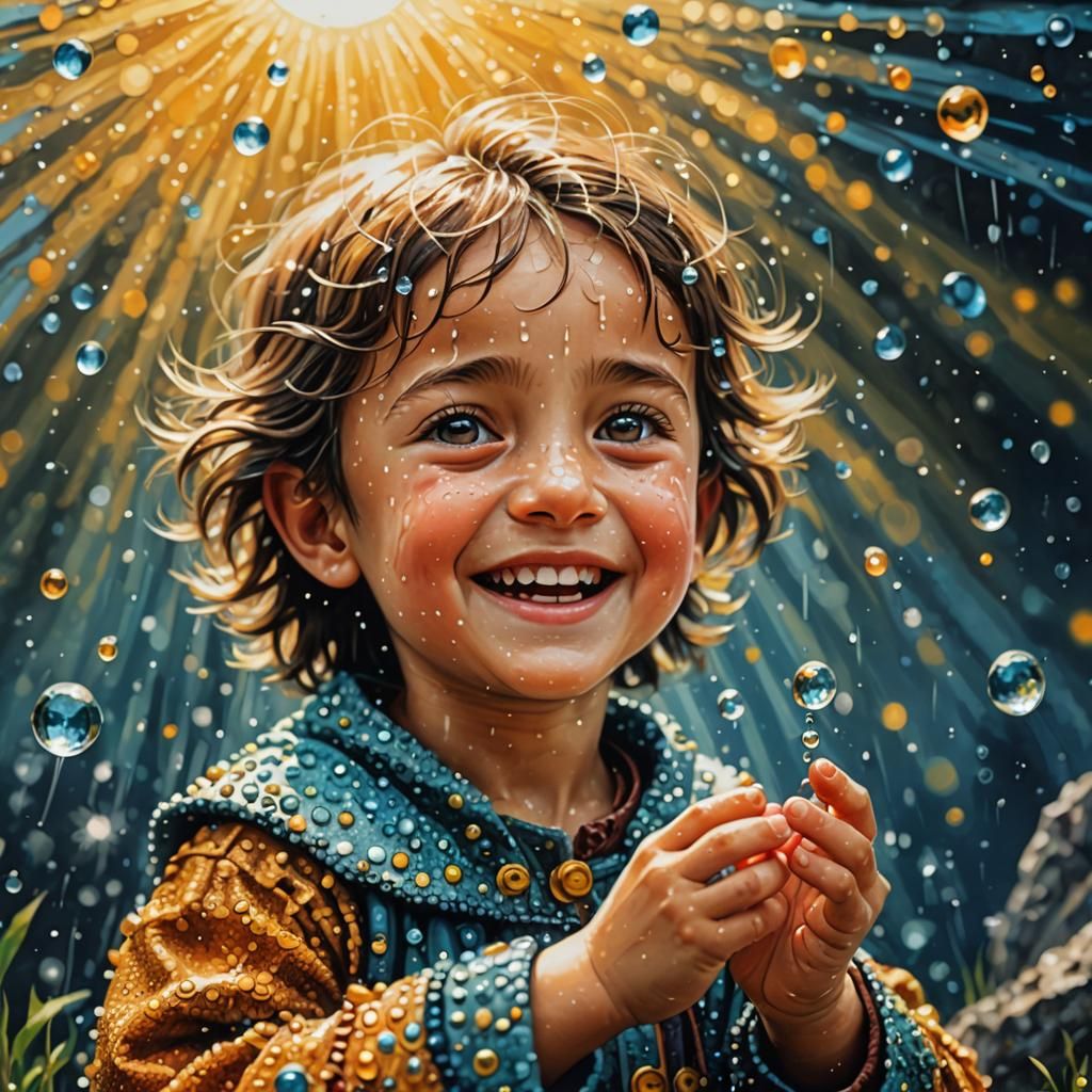 Happy Herder in Dreamlike Surrealist Acrylic Painting