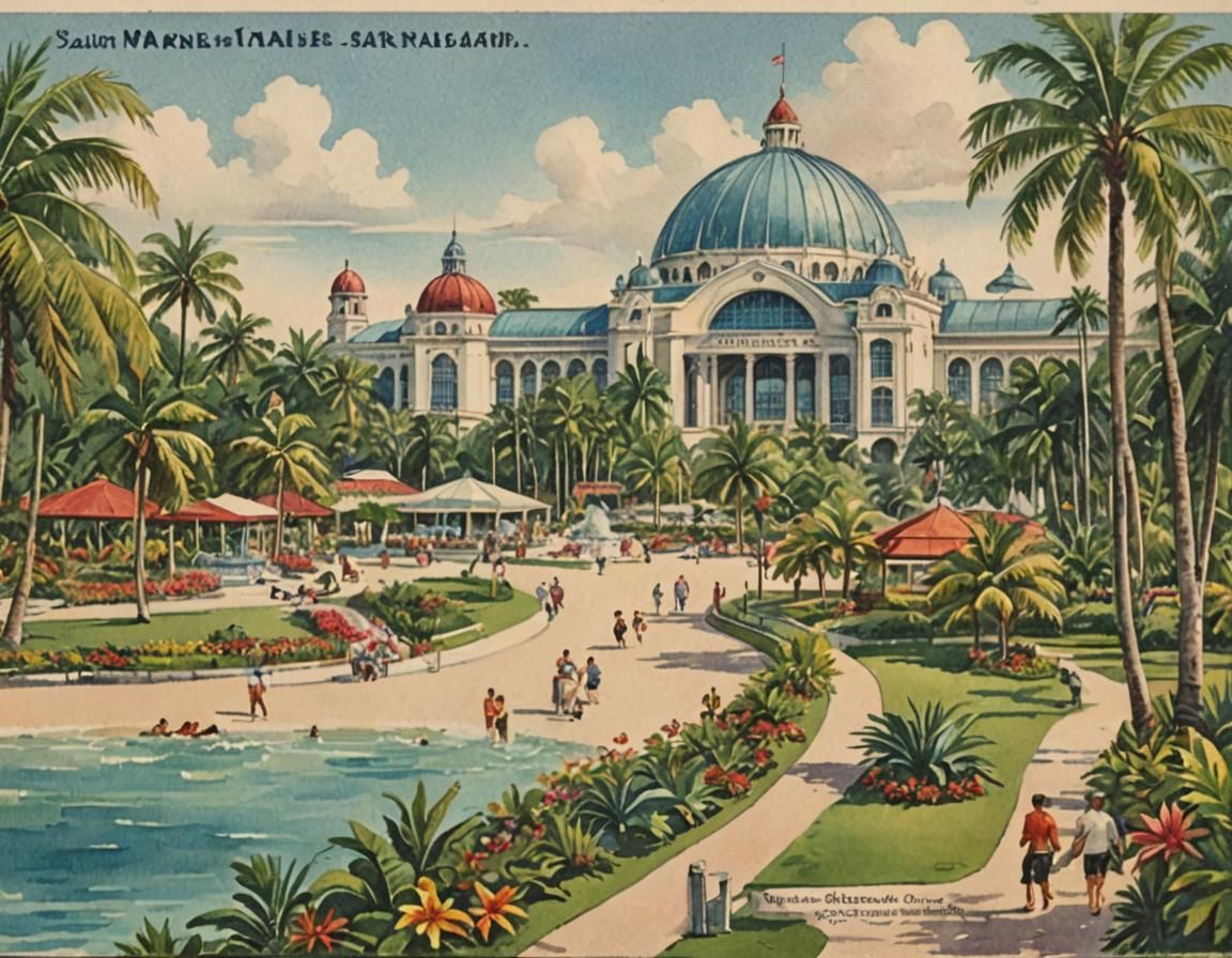 Saint Marie Island Watercolor Postcard