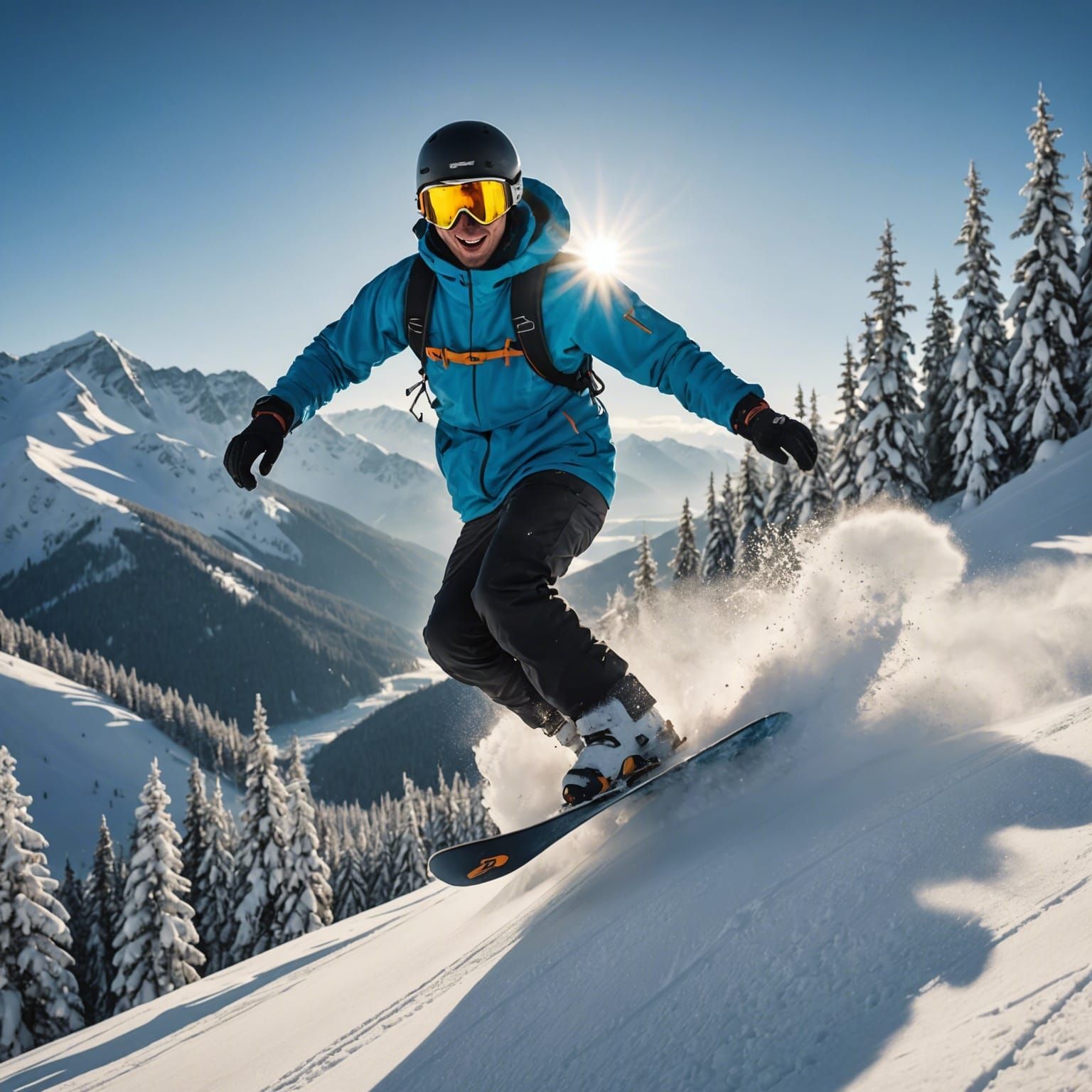 Snowboarder in Flight: Cinematic Winter Adventure