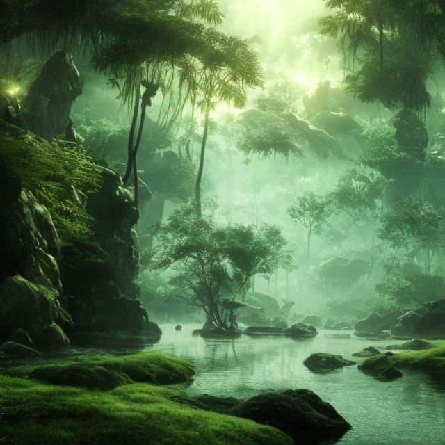 Lush Stream in Glistening Matte Imagery