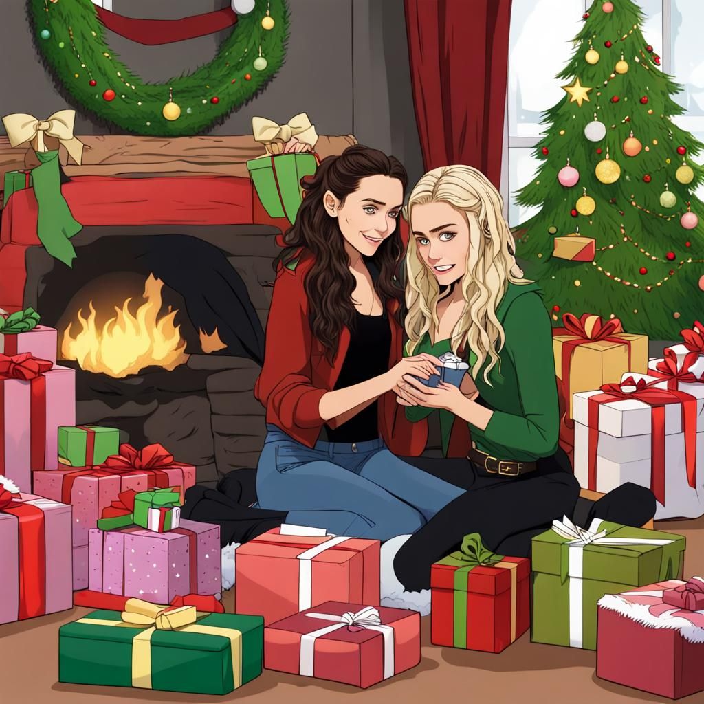 Lexa and Clarke Griffin Open Christmas Gifts