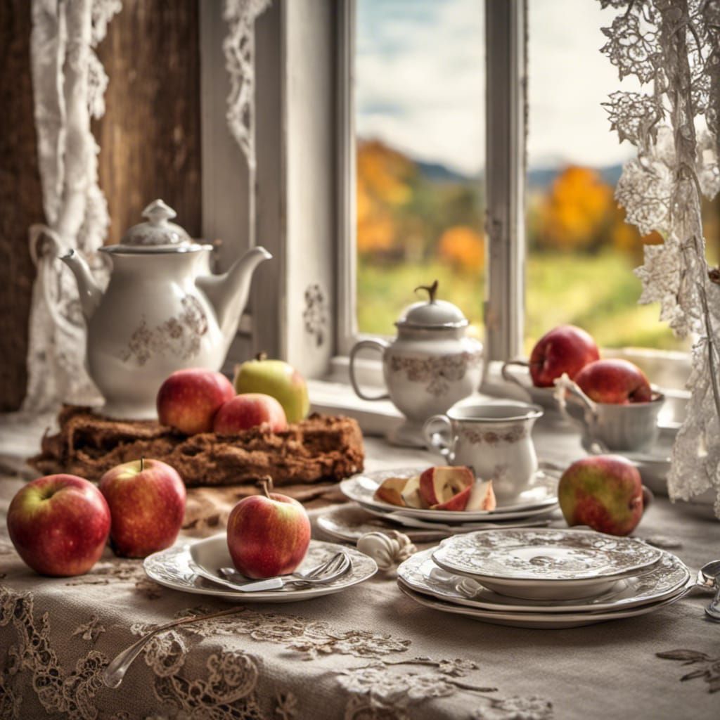 German Farm Table Setting with Bavarian Cake