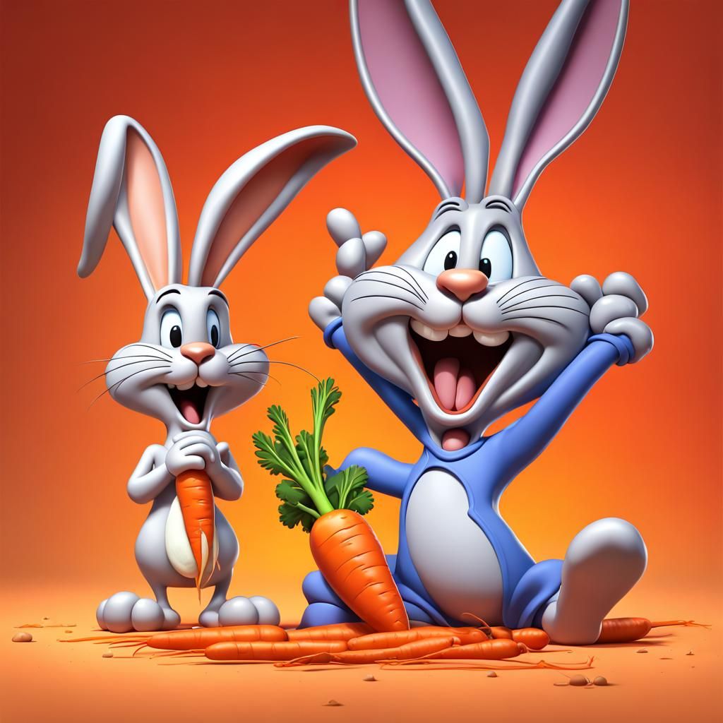 Bugs Bunny Taps Elmer Fudd: 3D Digital Art