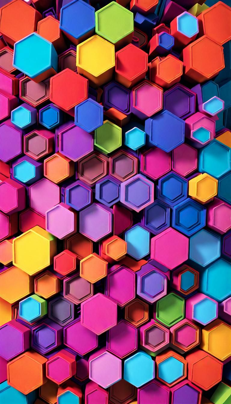 Neon Atomic Deposition Plot in Geometric Abstract Art