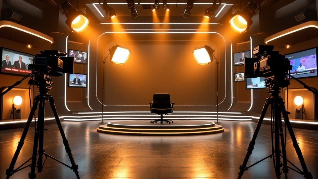 Modern TV Studio Set in Futuristic Style