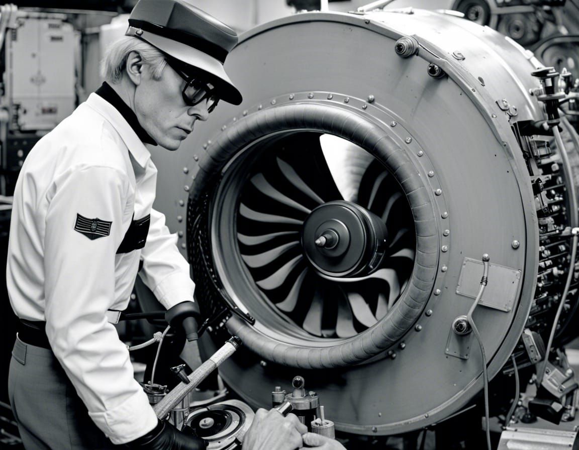 Engineer's Detailed Airplane Repair: Digital Art